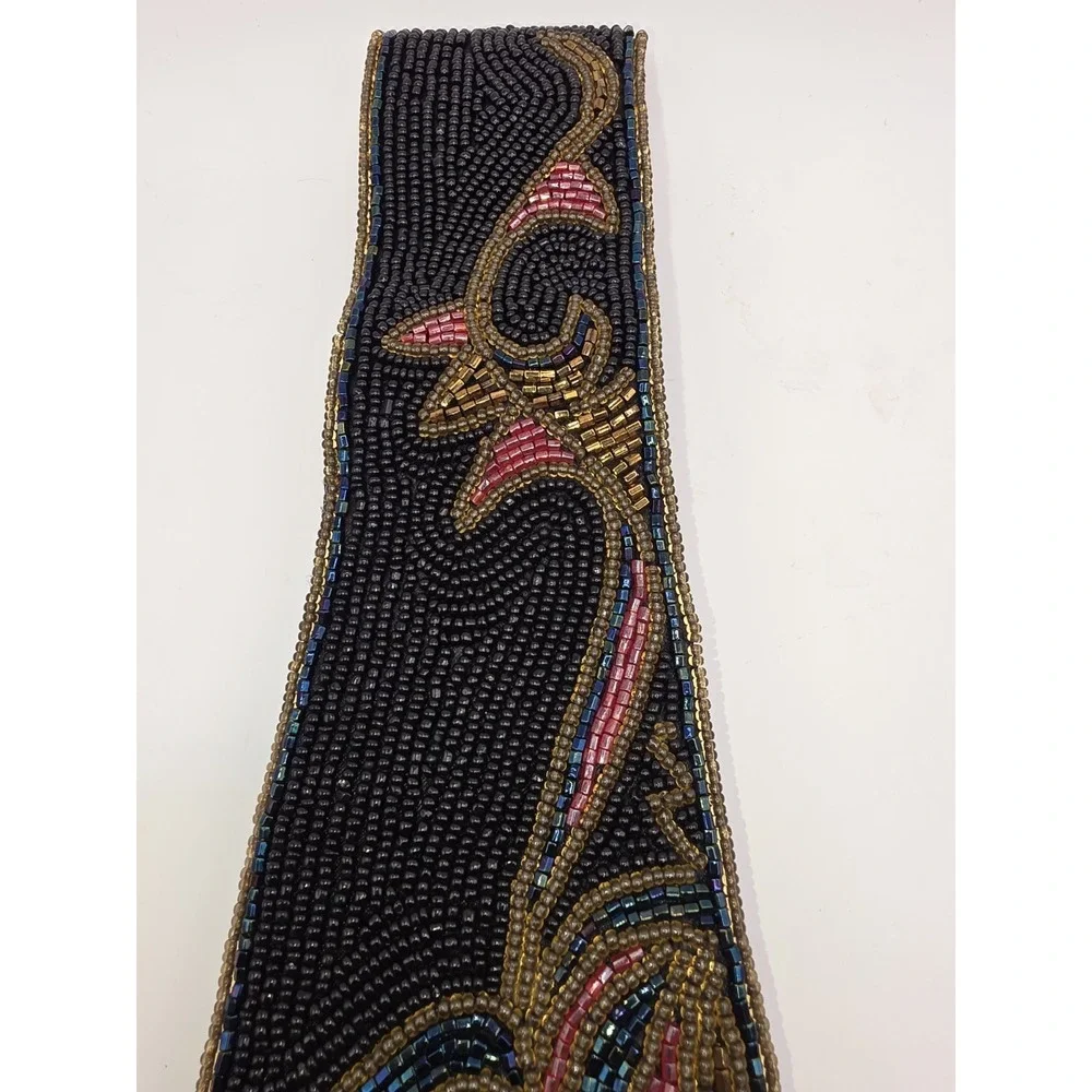 VTG80's LA REGALE LTD HAND MADE BEADED BELT CUMMERBUND SZ M WHIMSIGOTH BOHO-CHIC